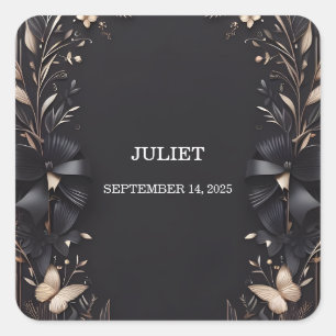 Sticker Carré Bannières Nœuds Ruban de Satin Cérémonie de Découp