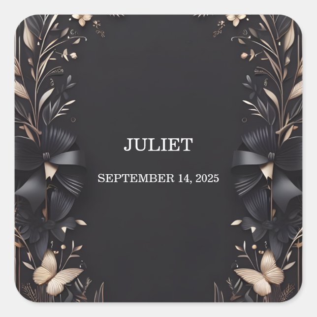 Sticker Carré Bannières Nœuds Ruban de Satin Découpe Shower de M (Devant)