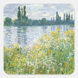 Sticker Carré Banques de Claude Monet   de la Seine, Vetheuil,