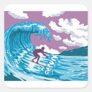 Sticker Carré Banzai Pipeline au large du parc Ehukai Beach Hawa