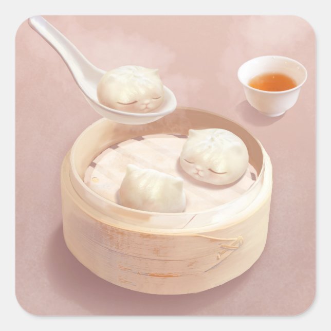 Sticker Carré Bao Baby - Tea Time Bao Buddies (Devant)