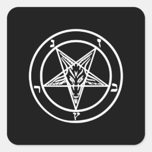 Sticker Carré Baphomet Pentagramme inversé Chèvre Logo satanique