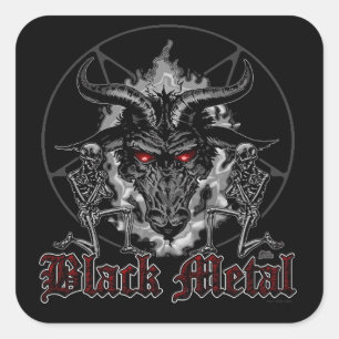 Sticker Carré Baphomet Pentagramme Métal Noir
