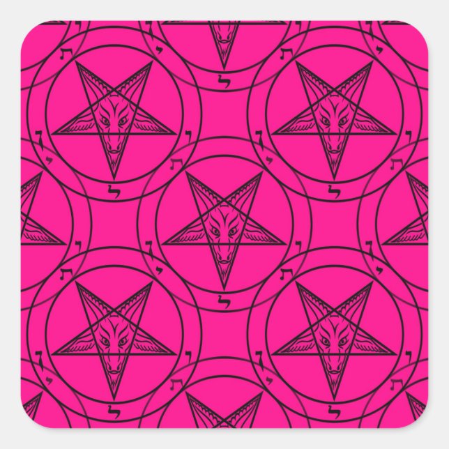 Sticker Carré baphomet rose (Devant)