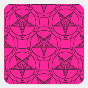 Sticker Carré baphomet rose