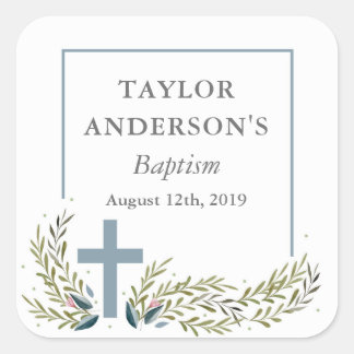 Sticker Carré Baptère bleu floral