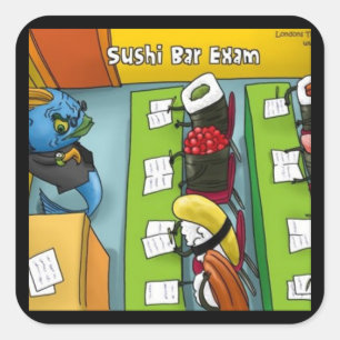 Sticker Carré Bar à Sushi Examen T-shirts Mugs Cartes Cadeaux Et