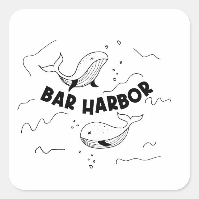 Sticker Carré Bar Harbor Maine Whales (Devant)