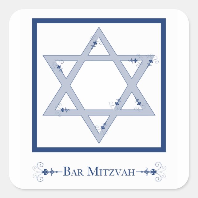 Sticker Carré bar mitzvah (star de david elegance) (Devant)