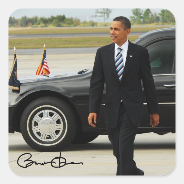 Sticker Carré Barack Obama (Devant)