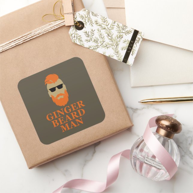 Sticker Carré Barbe de gingembre homme drôle barbu (Cadeaux)