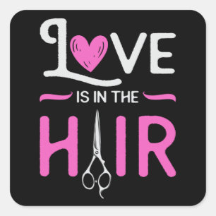 Sticker Carré Barber Hair Styliste Coiffeur Ciseaux Cheveux Cade