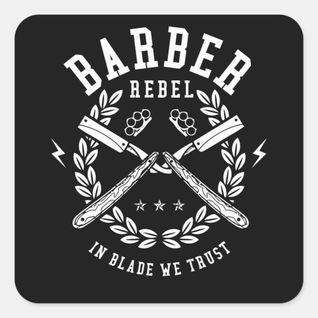 Sticker Carré Barber Rebel (Devant)