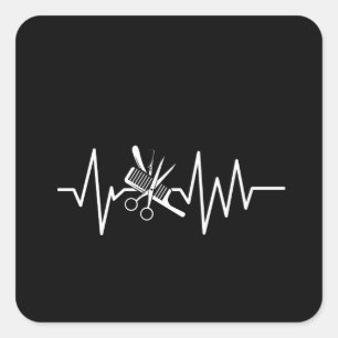 Sticker Carré Barber Shop - Ciseaux Barber Comb