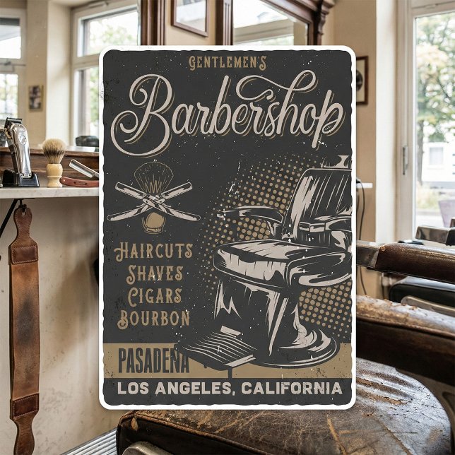 Sticker Carré Barbershop Retro Haircut Shaves (Créateur téléchargé)