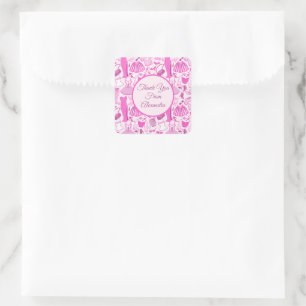 Sticker Carré Barbiecore Motif de mode rose et rose chaud