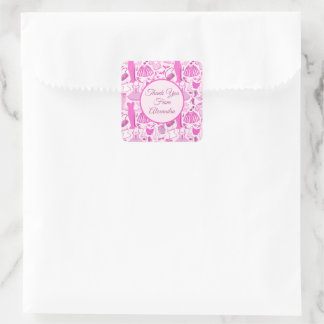 Sticker Carré Barbiecore Motif de mode rose et rose chaud