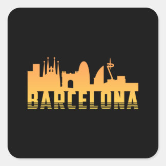 Sticker Carré Barcelona Espagne City Skyline Ville Ville Paysage