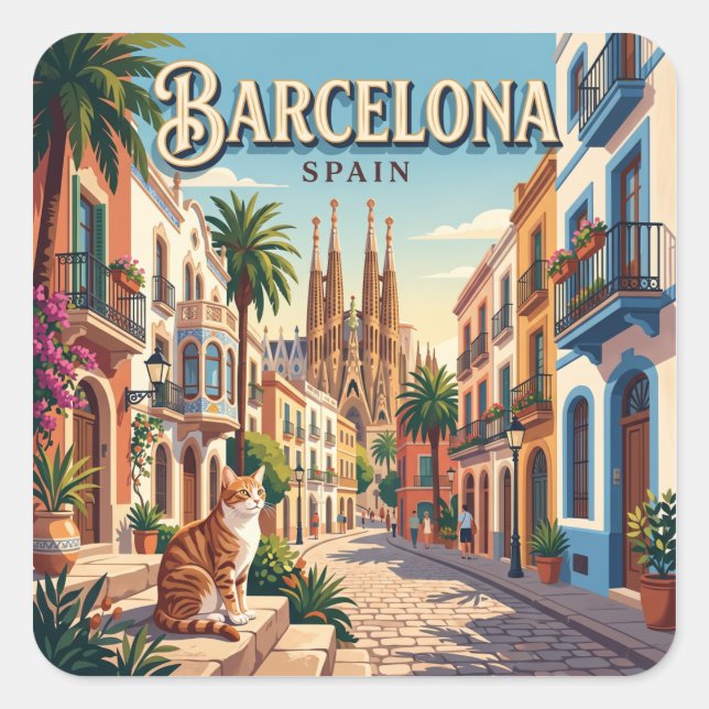 Sticker Carré Barcelone, Espagne (Devant)