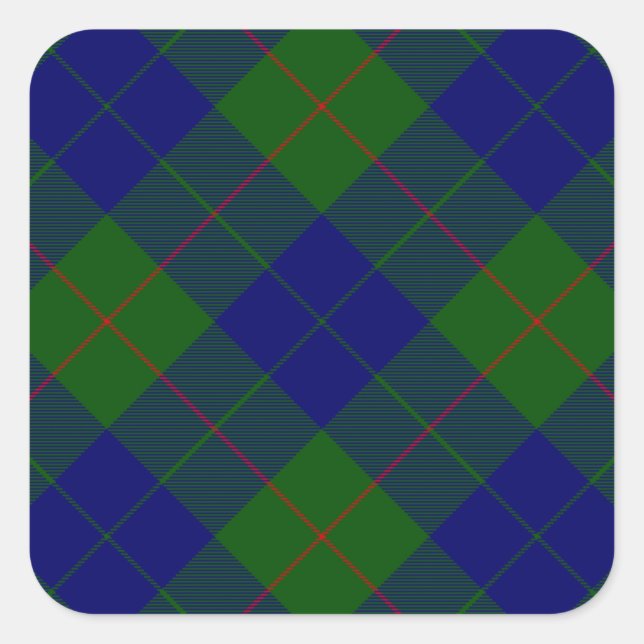 Sticker Carré Barclay tartan bleu vert plaid (Devant)