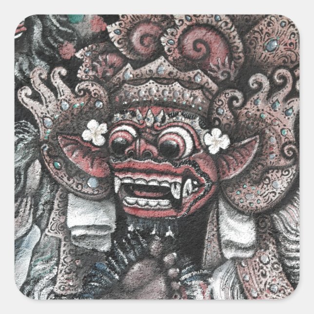 Sticker Carré Barong et Rangda Bali (Devant)