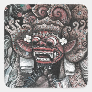 Sticker Carré Barong et Rangda Bali