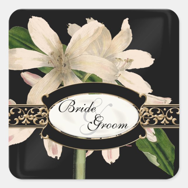 Sticker Carré Baroque Vintage Lily Gold Formal Favoriser Tags Ca (Devant)