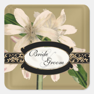 Sticker Carré Baroque Vintage Lily Gold Formal Favoriser Tags Ca