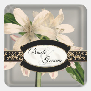 Sticker Carré Baroque Vintage Lily Gold Formal Favoriser Tags Ca
