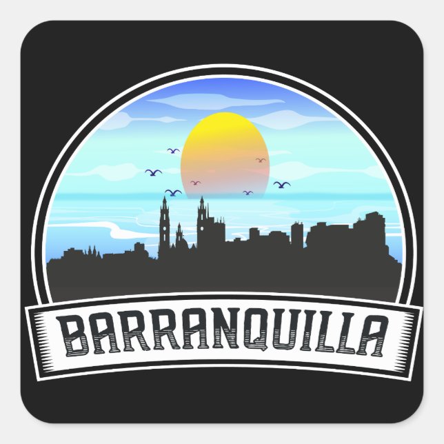 Sticker Carré Barranquilla Colombie Skyline Panorama (Devant)