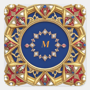 Sticker Carré ✨ Barre de nom personnalisée Baroque Orné Vintage
