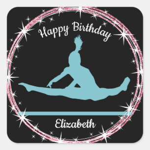 Sticker Carré Bars de gymnastique Anniversaire en Turquoise et n