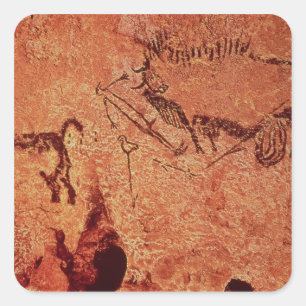 Sticker Carré Basculez la peinture d'une scène de chasse,