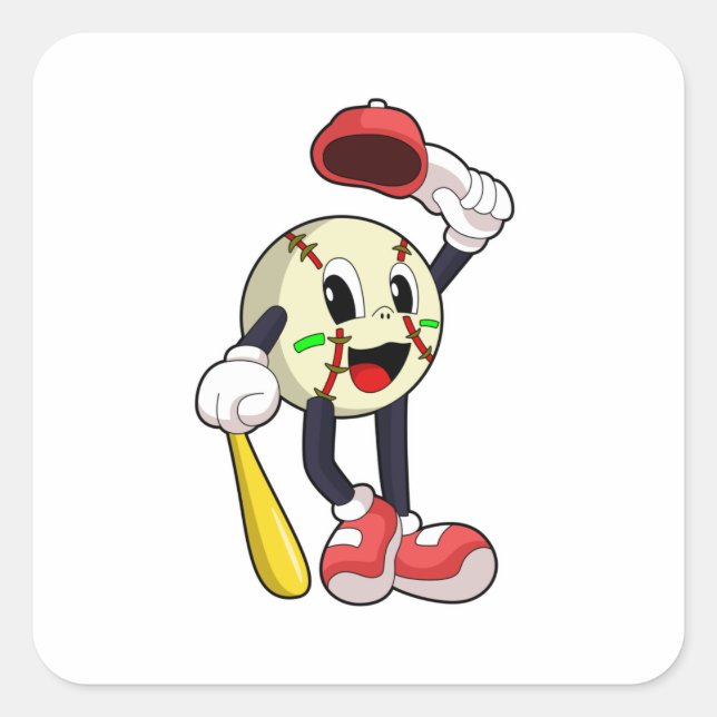 Sticker Carré Base-ball avec base-ball (Devant)