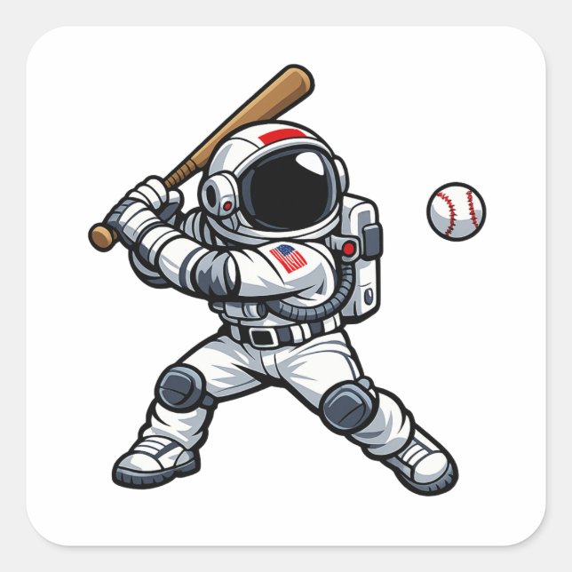 Sticker Carré Baseball Astronaute (Devant)