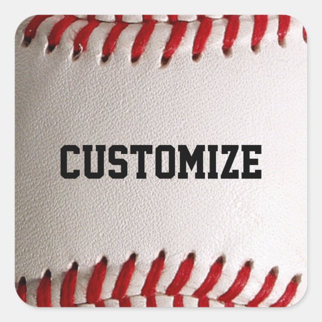 Sticker Carré Baseball avec texte personnalisable (Devant)