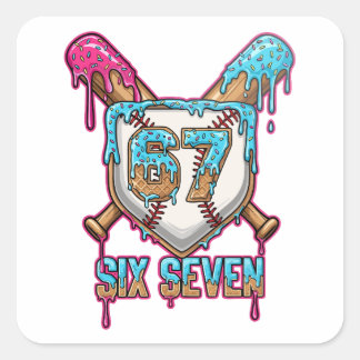 Sticker Carré Baseball Drip 67 Meme — Player 6-7 / Six Seven