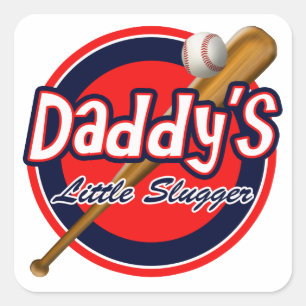 Sticker Carré Baseball et Bat Daddy's Little Slugger