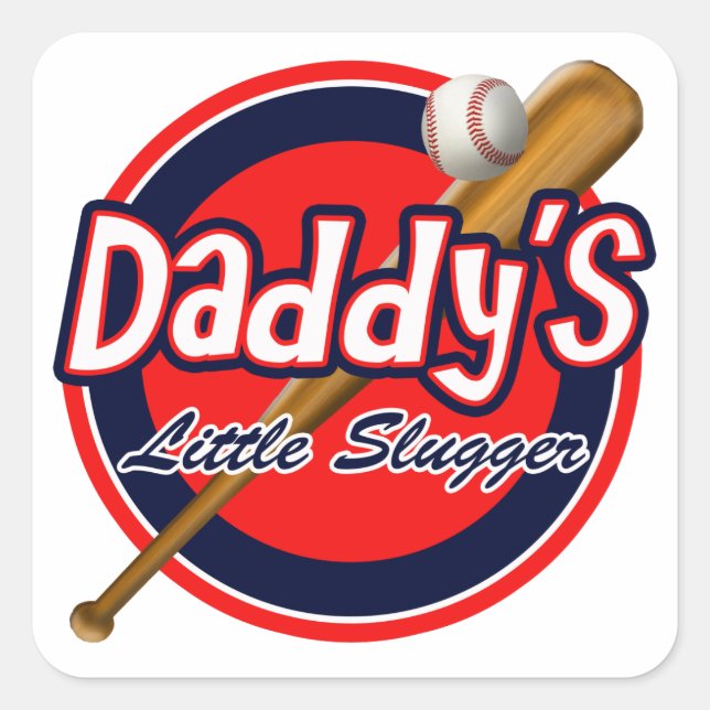 Sticker Carré Baseball et Bat Daddy's Little Slugger (Devant)