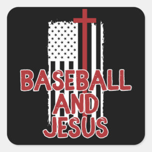 Sticker Carré Baseball et Jésus chrétien