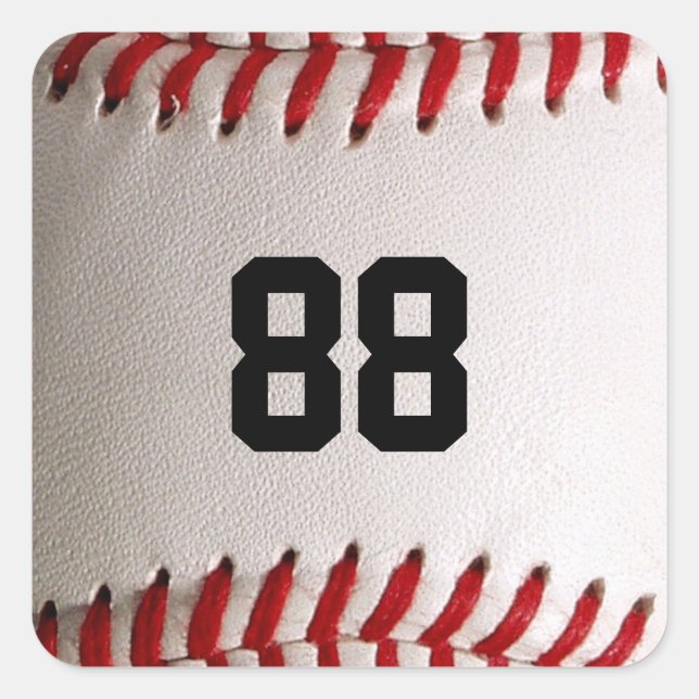 Sticker Carré Baseball et Softball Couture Rouge (Devant)
