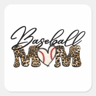 Sticker Carré Baseball Maman Leopard Design