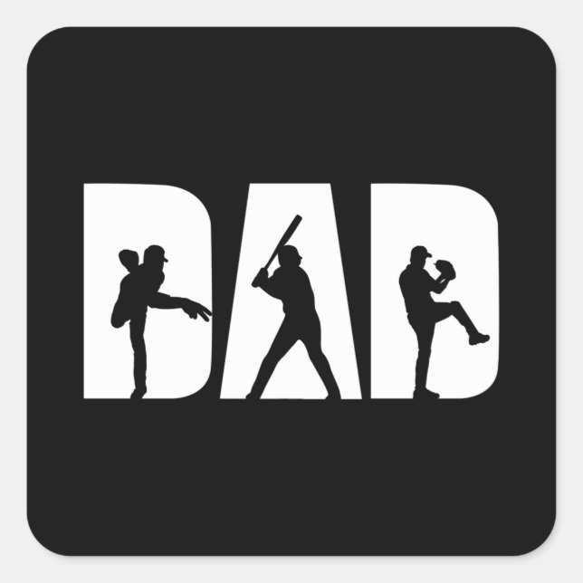 Sticker Carré Baseball Player Papa Baseball Lovers Men Father Da (Devant)