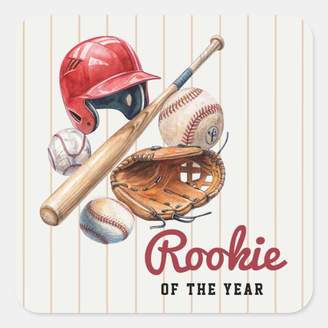 Sticker Carré Baseball Rookie Birthday (Devant)