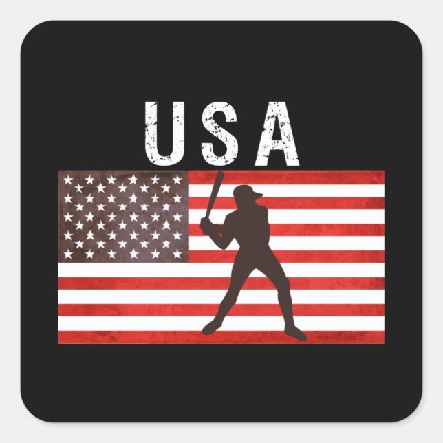 Sticker Carré Baseball USA Drapeau 2021, tokyo 2020 (Devant)