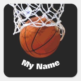 Sticker Carré Basket-ball Ajouter Votre Nom