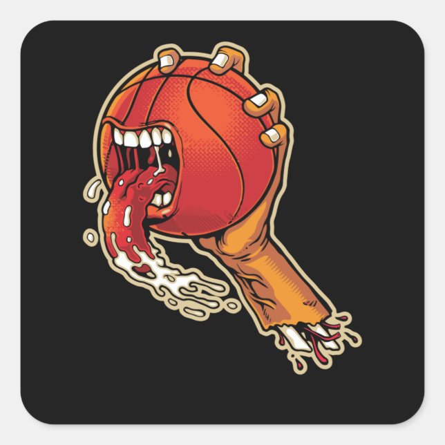 Sticker Carré Basket-ball effrayant (Devant)