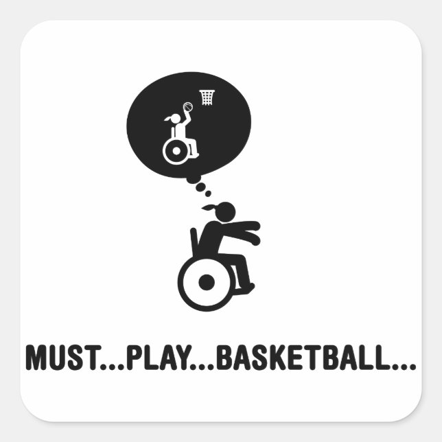 Sticker Carré Basket-ball en fauteuil roulant (Devant)