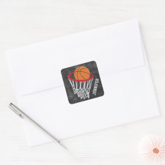 Sticker Carré Basket-ball et cerceau de tableau de bord personna