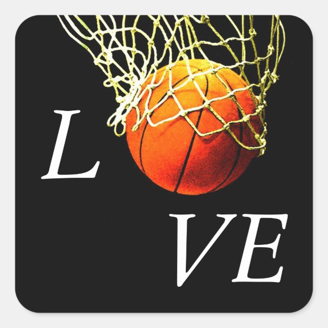Sticker Carré Basket-ball I Love (Devant)